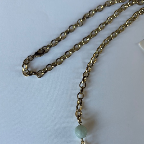 NWT Saks Off 5th Avenue Necklace Gold Tone Chain Necklace with Dangle Beads 33” - Picture 9 of 9